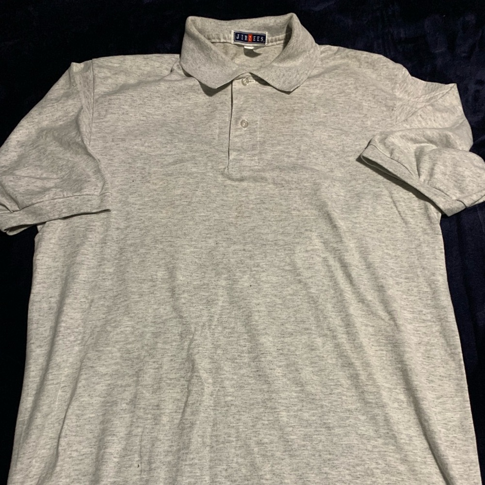 Jerzees Men's Gray Polo Shirt. Medium Short Sleeve. 100 % cotton.
